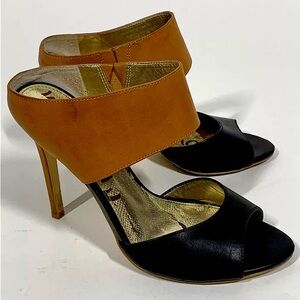 Sam Edelman Leather “Scotti” Black & Brown Stiletto Heels (US size 9M) (EUR 40)